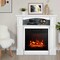 Electric Fireplace with Mantel and Storage Cabinet White 1400W Heater with Realistic Flame and Adjustable Brightness
